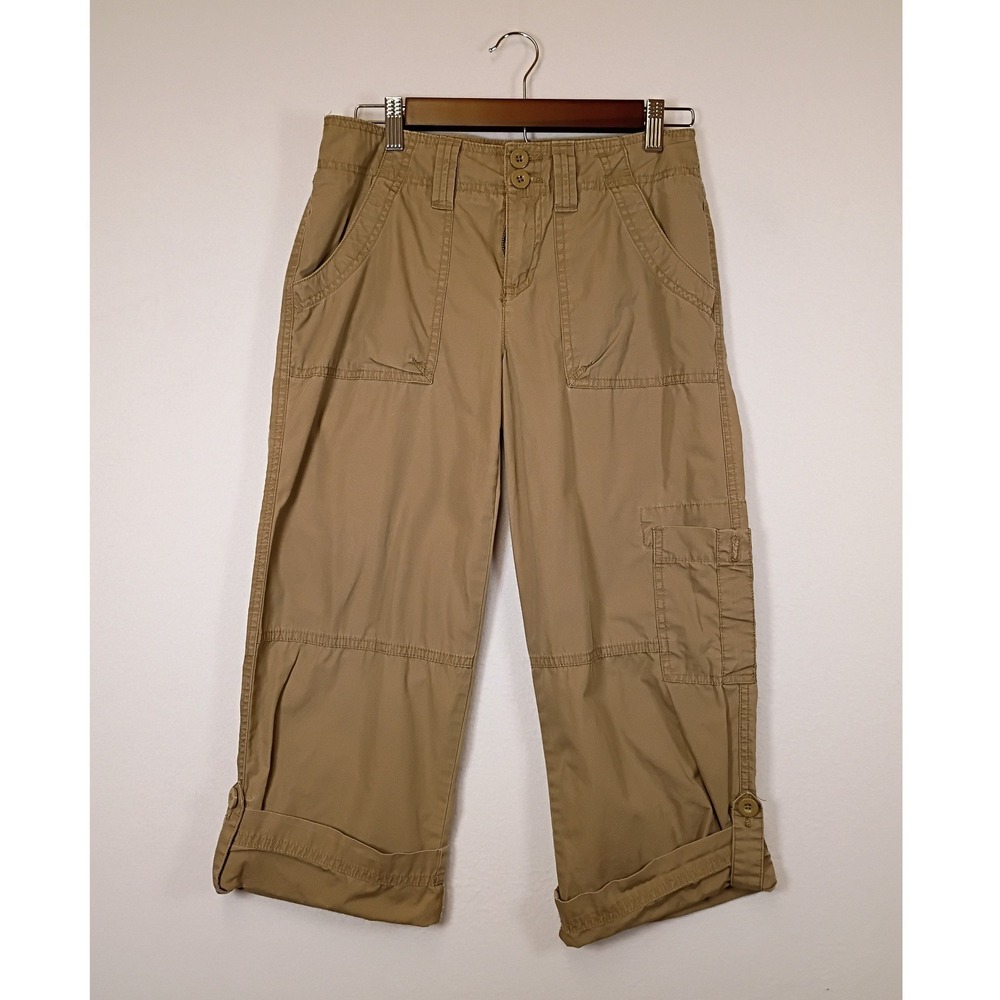 Gorpcore G.H. Bass Heritage Womens 2 Khaki Tan Cropped Cargo Capri Utility Pants